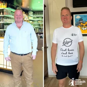 Avant et après un accompagnement en coaching sportif à domicile après 50 ans, avec une posture améliorée et un corps plus tonique